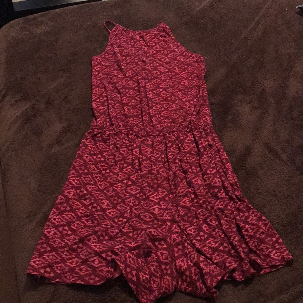Burgundy Aztec print romper